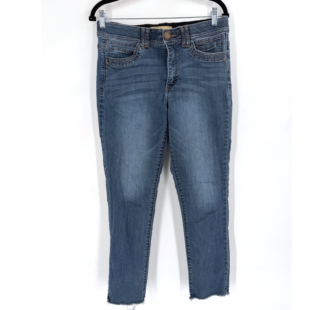 Democracy Slim Fit Jeans Womens 8 Blue Raw Hem Ab Technology Casual Minimalist